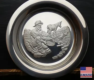Franklin Mint 1973 Sterling Silver Prospector Miner Plate With Box Documents • £379.96