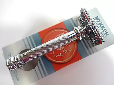 MERKUR SAFETY RAZOR 38 001 Long Handle Barber Pole CHROME Handle Razor GERMANY • $53.95