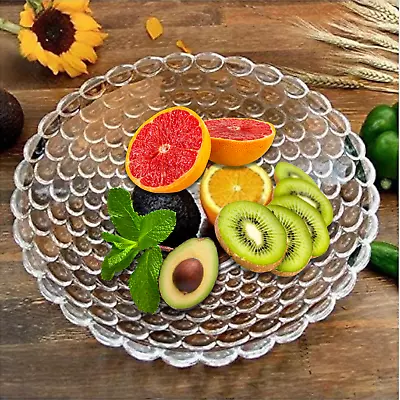 Glamified Crystal Clear Glass Fruit Bowl Large Trifle Dessert Platter Salad • £14.99