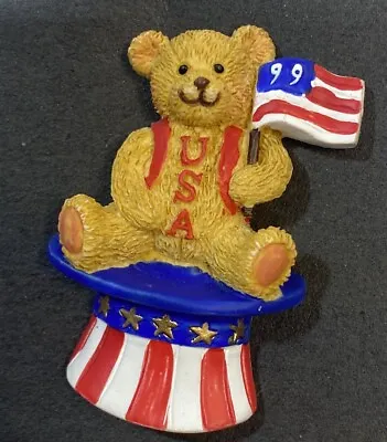 Vintage Avon 1999 Pin Patriotic Bear With American Flag USA July 4th Uncle Sam • $4