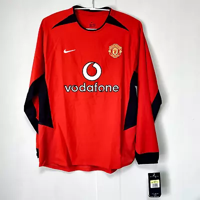 2002 NIKE Manchester United Man U Long Sleeve Jersey Shirt Home Vodafone BNWT • $300