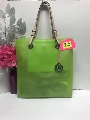 Michael Kors (MK) Frosted Jelly Green Travel Tote Shoulder Beach Bag Pocketbook • $79