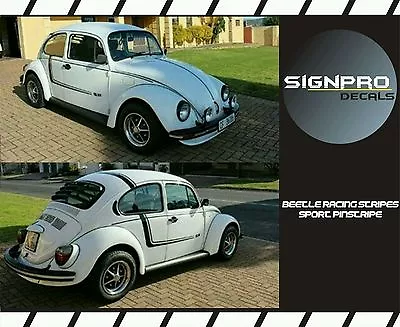 Classic Rally Racing Stripes Decal Shadow Fader Blackout Fits Volkswagen Beetle • $74.99