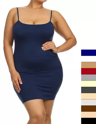 Womens Plus Cami Bodycon Slip Tank Top Mini Dress Liner One Size Fit (1X2X3X)! • $12.99