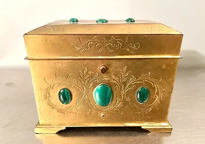 Antique Howell James & Co London Gilt Bronze Box Casket With Malachite • $350