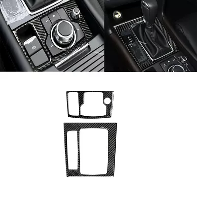 Qty2 Console Gear Shift Panel Cover Trim Carbon Fiber For 2014-16 Mazda 3 Axela • $20.32