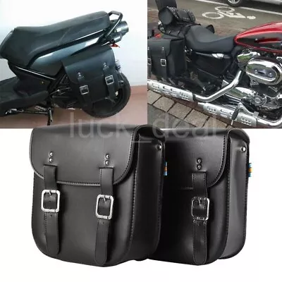 $63.17 • Buy Pair Side Saddle Bags Pannier Luggage Saddlebags For Yamaha V Star 650 950 1300