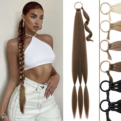 Exrta Long 34  Braids Ponytail Wrap Pony Tail Hair Extensions Thick As Human UK • £11.90