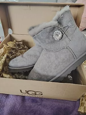 Genuine UGG Bling Button Ankle Boots In Grey Size 5.5 • £25