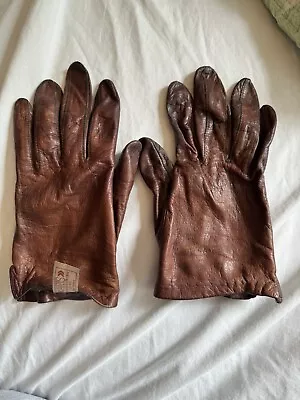 Vintage Aris Soft Leather Brown Women’s Driving Glove Sz 6.5 • $7