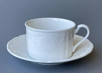 Mikasa Hampton Bays Flat Cup & Saucer White Discontinued Mint • $8.99