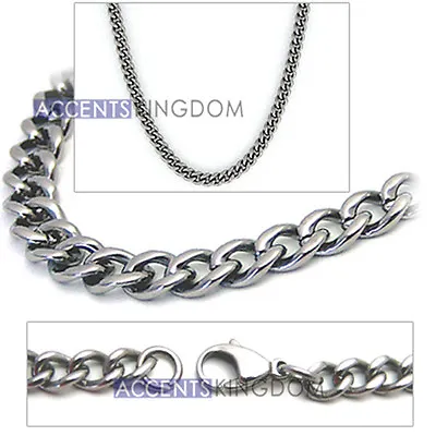 Accents Kingdom 3.5mm Titanium Men's Curb Link Necklace Chain • $72.24