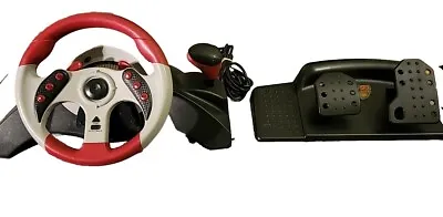 Mad Catz MC2 Racing Steering Wheel And Pedals XBOX Gamecube PS2 • $29.90