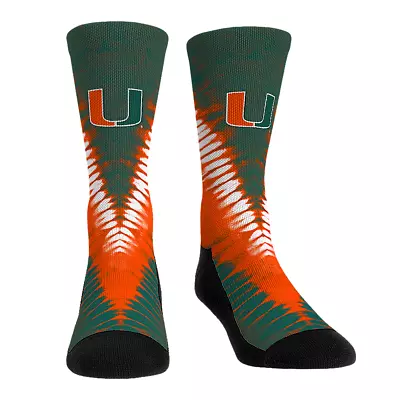 NCAA Miami Hurricanes - V Shape Tie Dye Rock 'Em Socks • $18.99