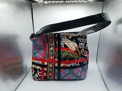 Vera Bradley Versailles Pattern Tote Purse With Black Patent Leather Strap • $14.99