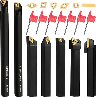 Lathe Turning Tool Set 12mm Shank 7 Pieces Carbide Turning Tool Metal Lathe T • £39.84