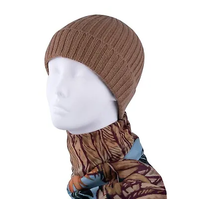 Merino Wool & Cashmere Beanie Hat Knit Hat Classic Beanie Soft Warm Hat BROWN • $29.97