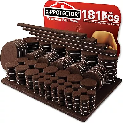 181 Pcs Brown Felt Furniture Pads For Chair Legs Tables Sofas Floor Protectors • $18.90