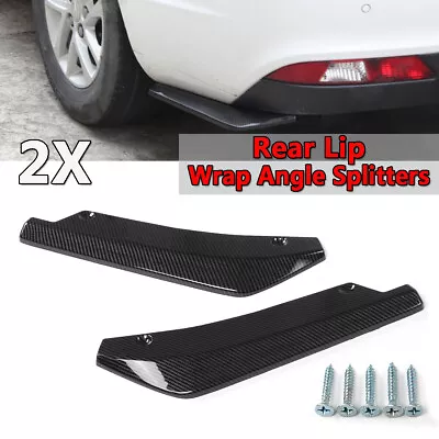 2X Carbon Fiber Style Rear Bumper Lip Diffuser Splitter Canard Spoiler Universal • $22.19