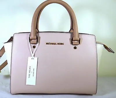 Michael Kors Selma Medium Pink Multi Saffiano Leather Satchel Shoulder Bag • $179.98