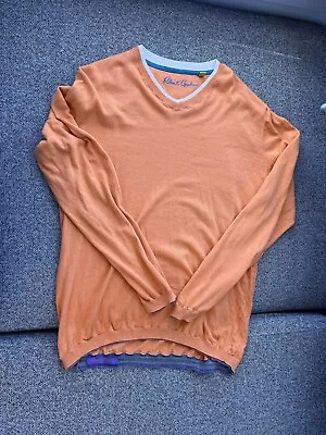 $177 ROBERT GRAHAM Orange COTTON SILK CASHMERE Men's Sweater Medium Preowned • $25.99