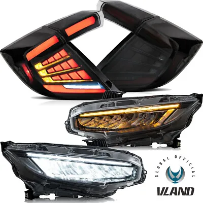 LED Headlights + SMOKED Tail Lights For Honda Civic Hatchback Type R 2017-2022 • $712.99