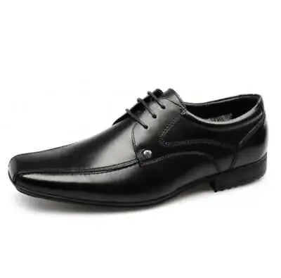 Front Men's Snowden Black Leather Formal Dress Shoes • £69.99