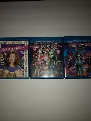 Monster High: 13 Wishes (Blu-ray) Only + Freaky Fusion 2 Disc+ Dear Dumb Diary • $10