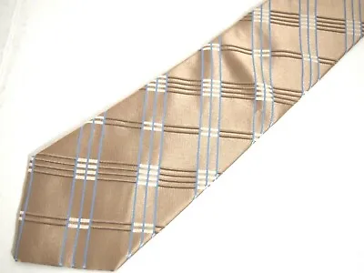 Michael Michael Kors Mens Necktie Tie Brown Blue Checkered Silk 59  • $7.19