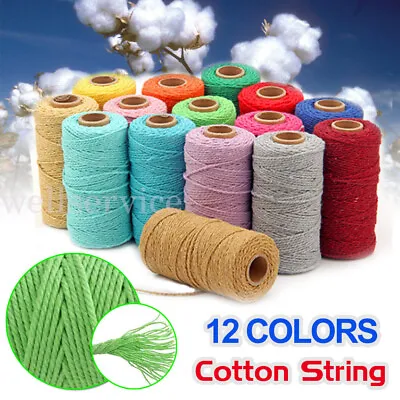 £4.25 • Buy 2mm 100M Cotton Twisted Cord Craft Macrame Artisan Rope Craft String DIY Rustic