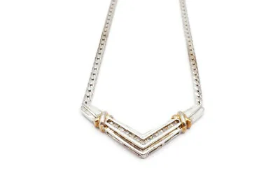 Heng Nagi Sterling Silver 925 Diamond V Shape Necklace 17  • $84.99