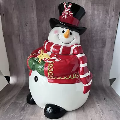 Fitz And Floyd Sugar Coated Christmas Cookie Jar Snowman 2008 W/ Original Box • $44.99