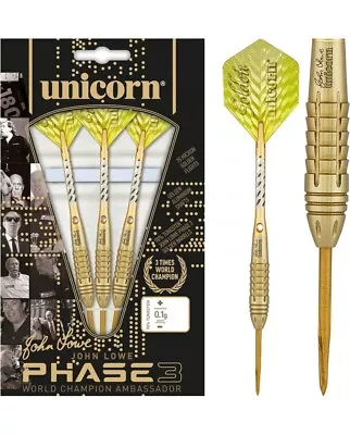 £67.95 • Buy Unicorn John Lowe World Champion Phase 3 90% Tungsten Steel Tip Darts