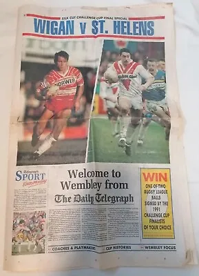 NEWSPAPER - The Daily Telegraph Sport Apr 22 1991 Saints Wigan Wembley Rugby • £2.50