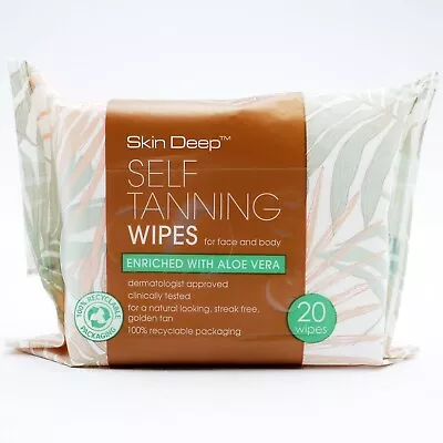 3 X 20 Skin Deep Self Tanning Wipes Streak Free Tan Face Body Bronzing Tan Wipes • £7.99