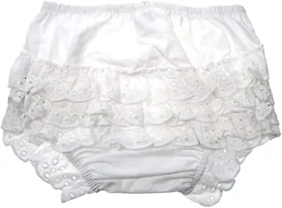 Baby Girl Frilly Pants Knickers Girls Nappy Cover Soft Touch Frilled White 12-18 • £3.89