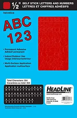 Headline Sign 31813 Stick-On Vinyl Letters And Numbers Red 1/2-Inch • $8.90