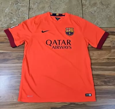 Soccer Futbol Jersey Nike Dri Fit 2014 Qatar Airways Bright Orange XL Barcelona • $29.99