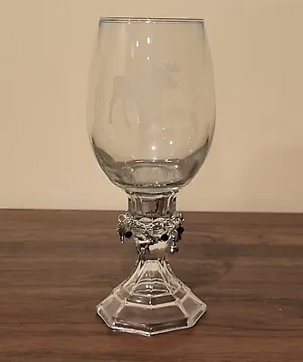 Large 8.5  Tall Wine Glass With Ethed Moose 20 Oz • $19.50