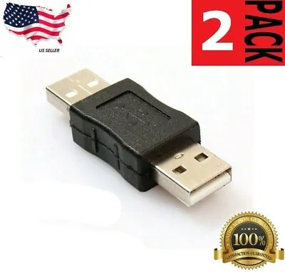 2 Pack USB 2.0 A Male To USB A Male Adapter Converter Extender Coupler • $3.99