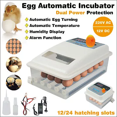 12/24 Egg Incubator Fully Automatic Digital Led Turning Chicken Eggs Poultry • $51.99