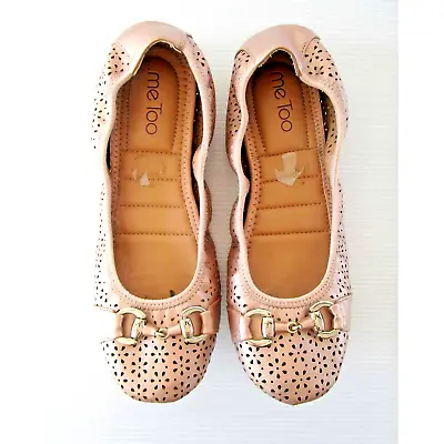 Me Too Lila Womens Size 7.5 Rose Gold Faux Leather Cutout Ballet Flats Shoes • $18.95