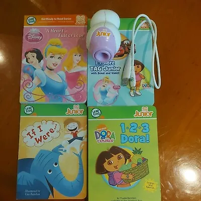 LeapFrog Tag Junior Reader And 4 Books Dora Explorer Disney Princess  • £22.99