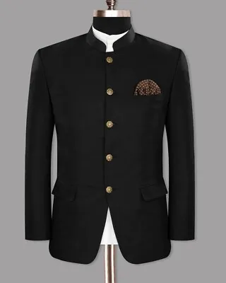 Elegant Mens 2 Piece Suit Black Jodhpuri Ethnic Grooms Wedding Suit Jacket Pants • $179.10