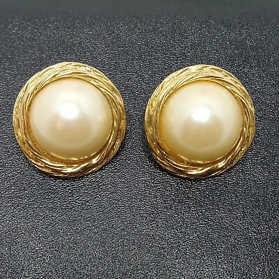 Vintage Jewelery Signed  SC Faux Pearl Cabochon Pearced Earrings. 5578 • $15.99