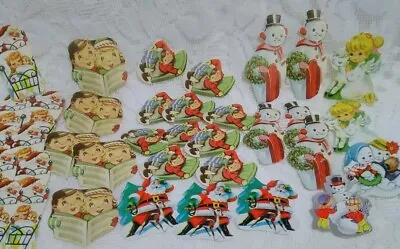 $22.95 • Buy 37 Vintage Christmas Seals Children Snowmen Reindeer  Santa