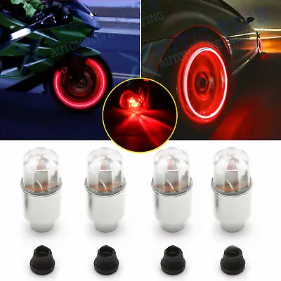 4x Red LED Wheel Tyre Tire Air Valve Stem Cap Lights Lamp For Car Motorcyle Bike • $10.99