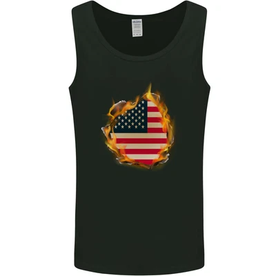 The Stars & Stripes American Flag Fire USA Mens Vest Tank Top • £10.99