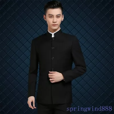 Mens Single Breasted Mao Suit Oriental Chinese Tunic Jackets Blazers Slim Coat • $56.91