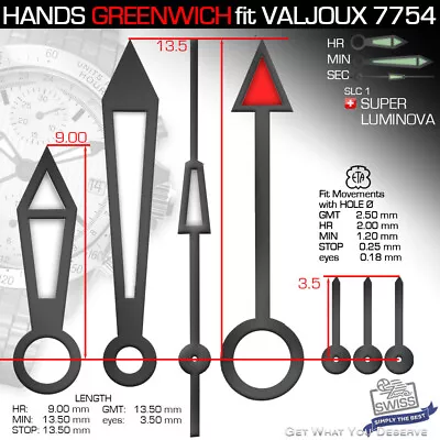 Hands Set For Movement Eta Valjoux 7754 + 7751 Swiss Superluminova Slc1 • $35